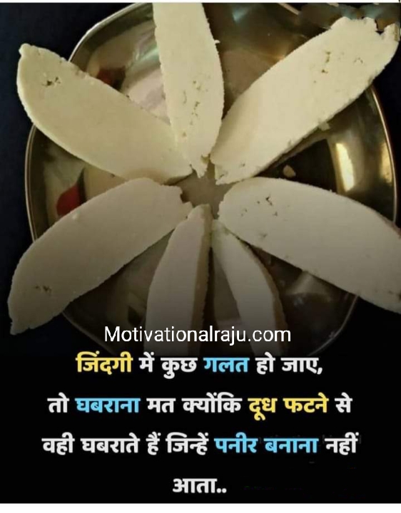If something goes wrong in life, don't panic because only those who don't know how to make paneer are afraid of bursting milk.